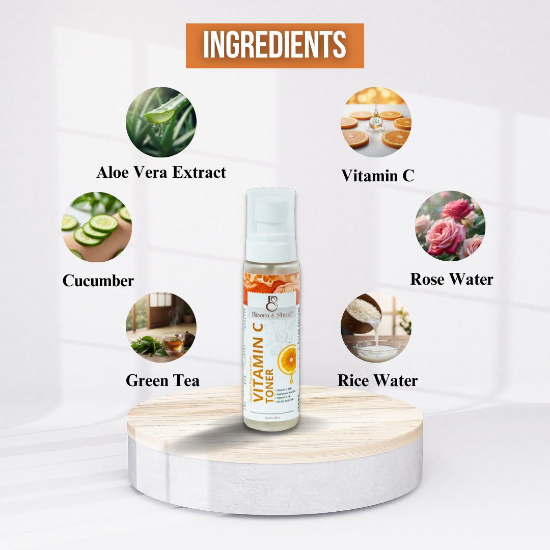 Vitamin C Face Toner Alcohol-Free with Aloe Vera, Cucumber, Green Tea & Rice Water – 100 ml